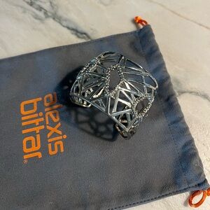 Alexis Bittar Silver Openwork Crystal Cuff Bracelet